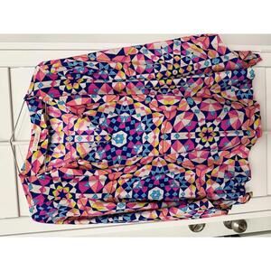 Alice & Trixie silk long sleeve blouse with a vibrant geometric print